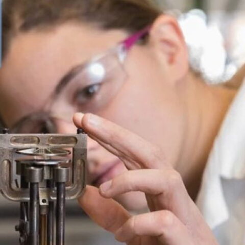 Person looking at equipment